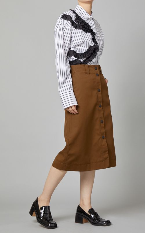 フリルデザインストライプシャツ