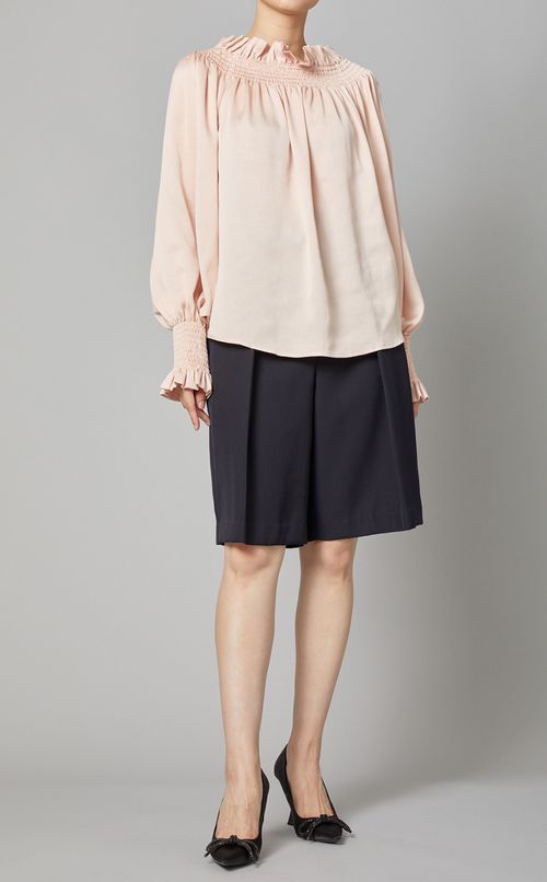 フリルカラーシャーリングブラウス