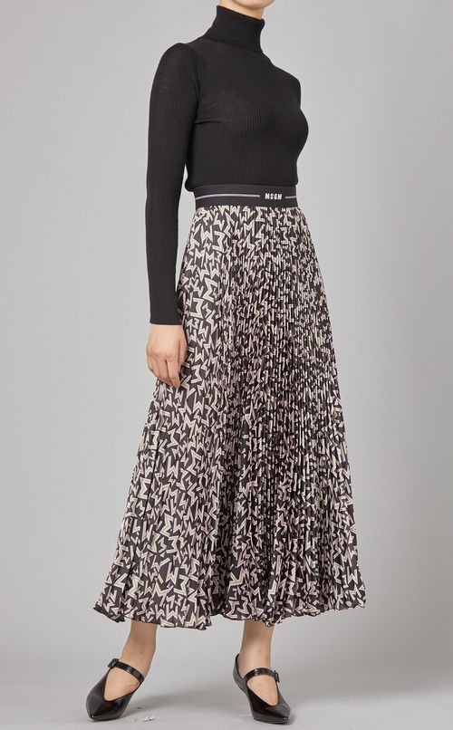 プリントプリーツミディスカート