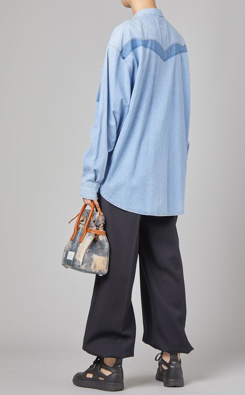 プリントポケットデニムシャツ