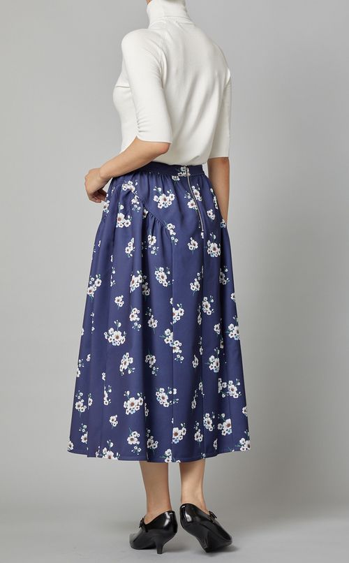 フラワープリントボンディングスカート