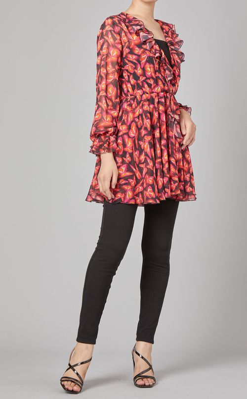 バタフライプリントミニドレス