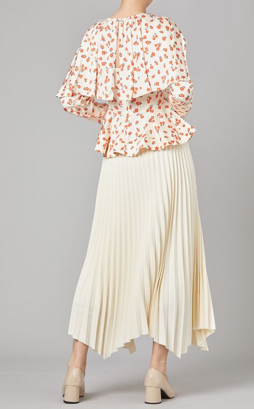 フラワープリントギャザーブラウス