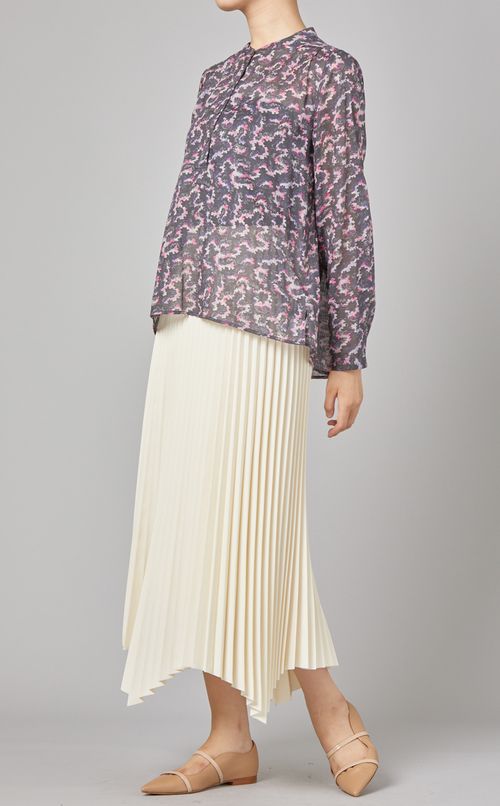 マルチプリントスタンドカラーブラウス