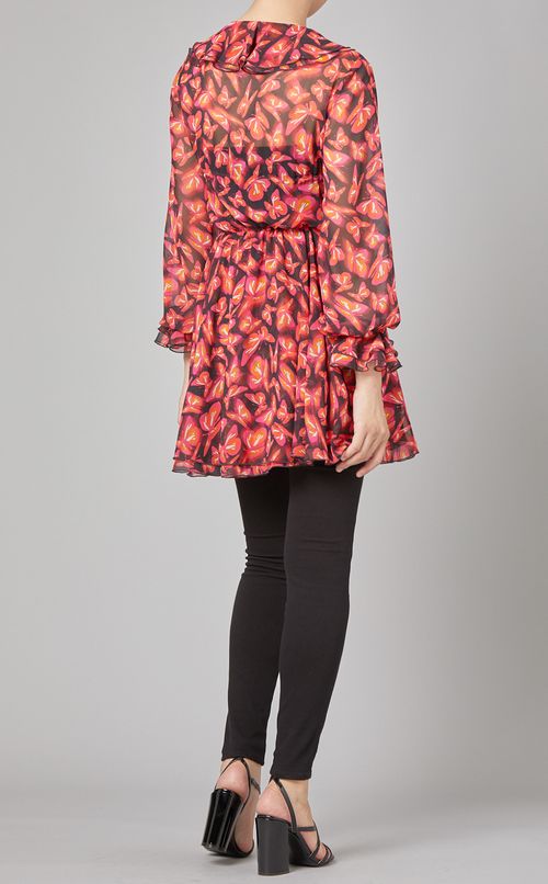 バタフライプリントミニドレス