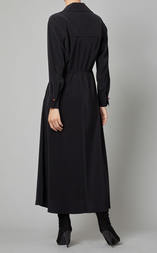 オープンシャツカラーロングドレス