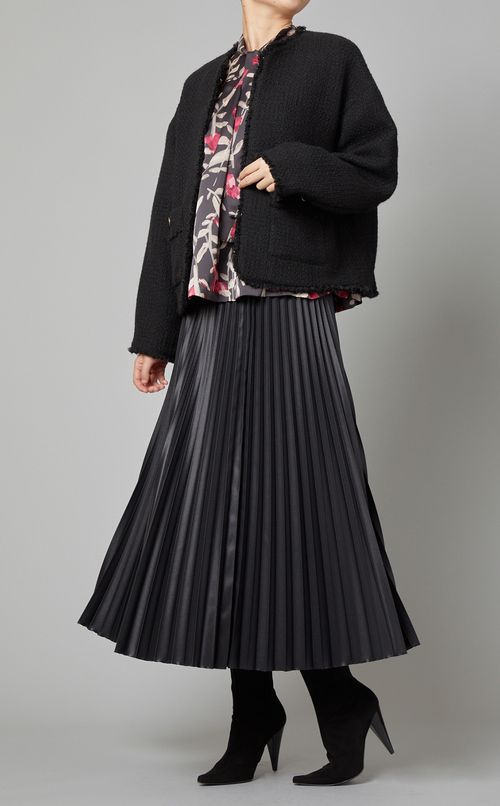 ノーカラーツイードジャケット