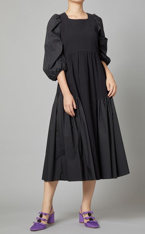 パフスリーブギャザーワンピース