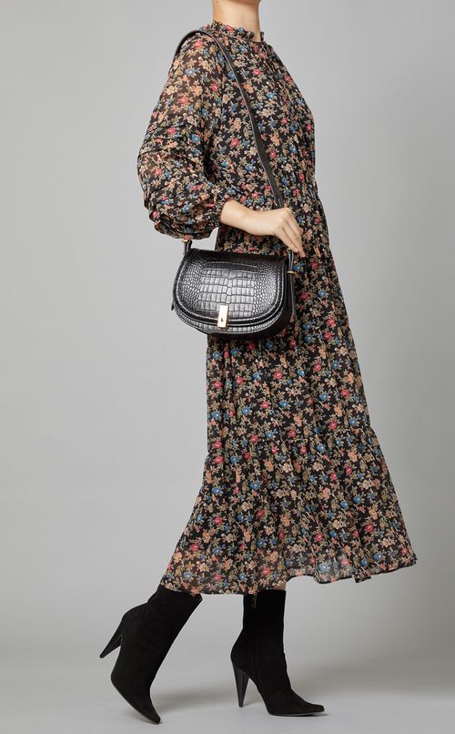 小花柄ギャザーワンピース