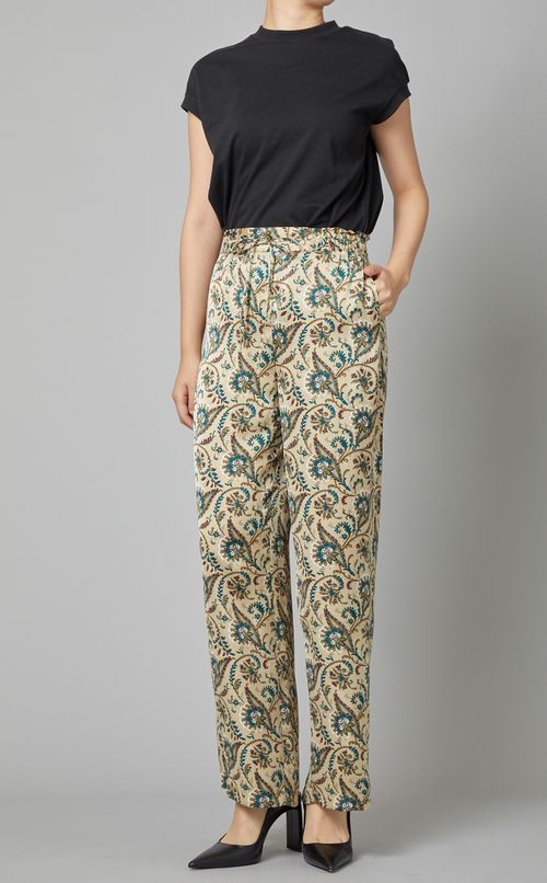 サテンストレートワイドパンツ