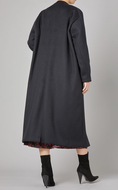 ウールノーカラーロングコート