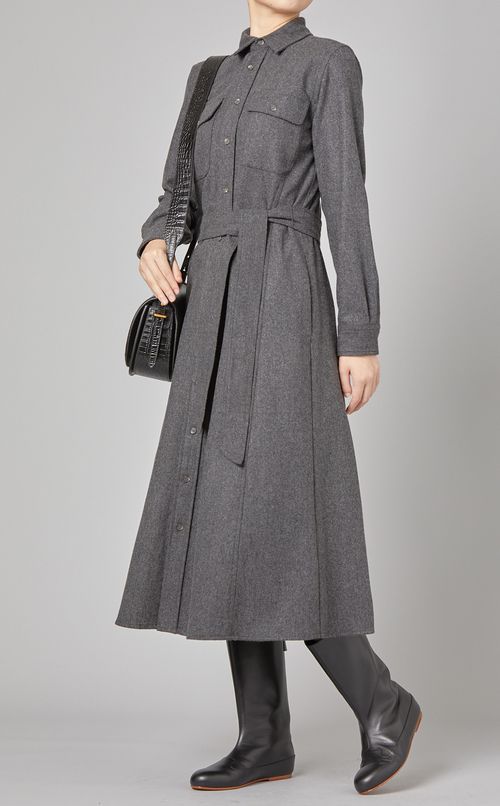 ウールシャツワンピース