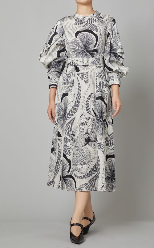 ベルト付コットンプリントワンピース