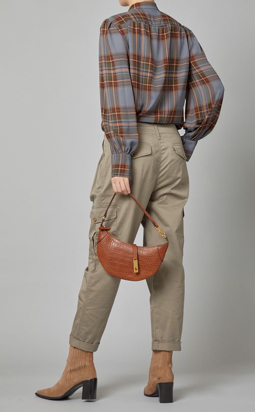 ボウタイチェックブラウス