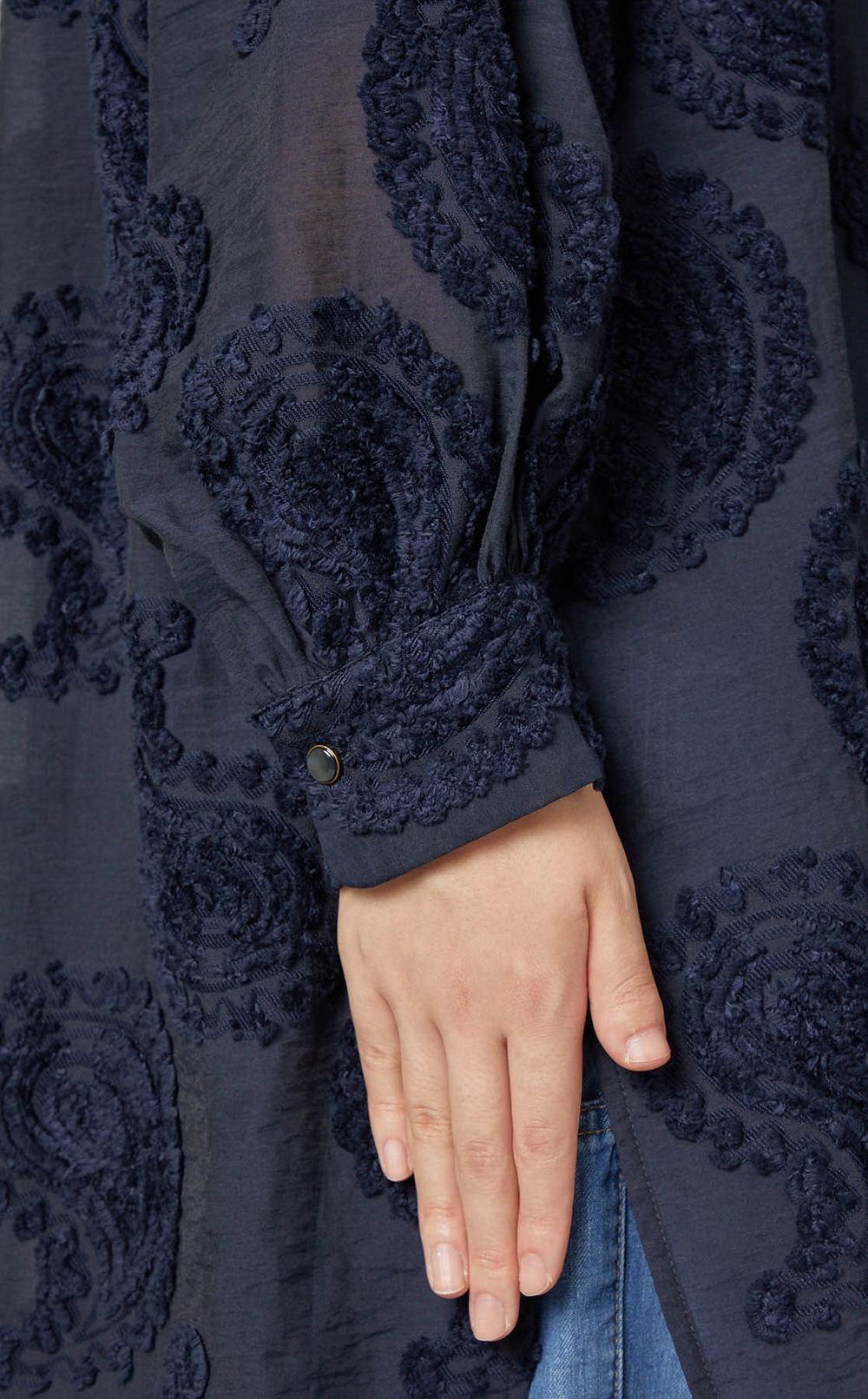 ペイズリージャガードロングシャツ