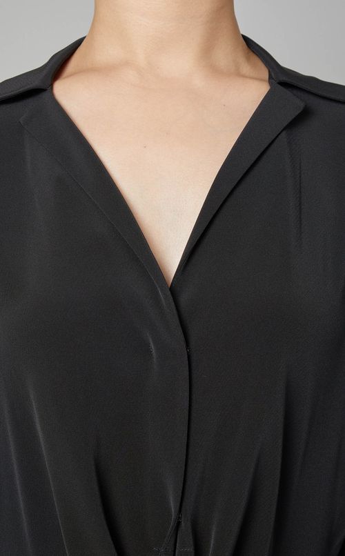 オープンシャツカラーロングドレス