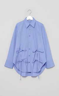 コットンスリットリボンディテールシャツ