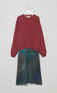 プリントプリーツドッキングワンピース