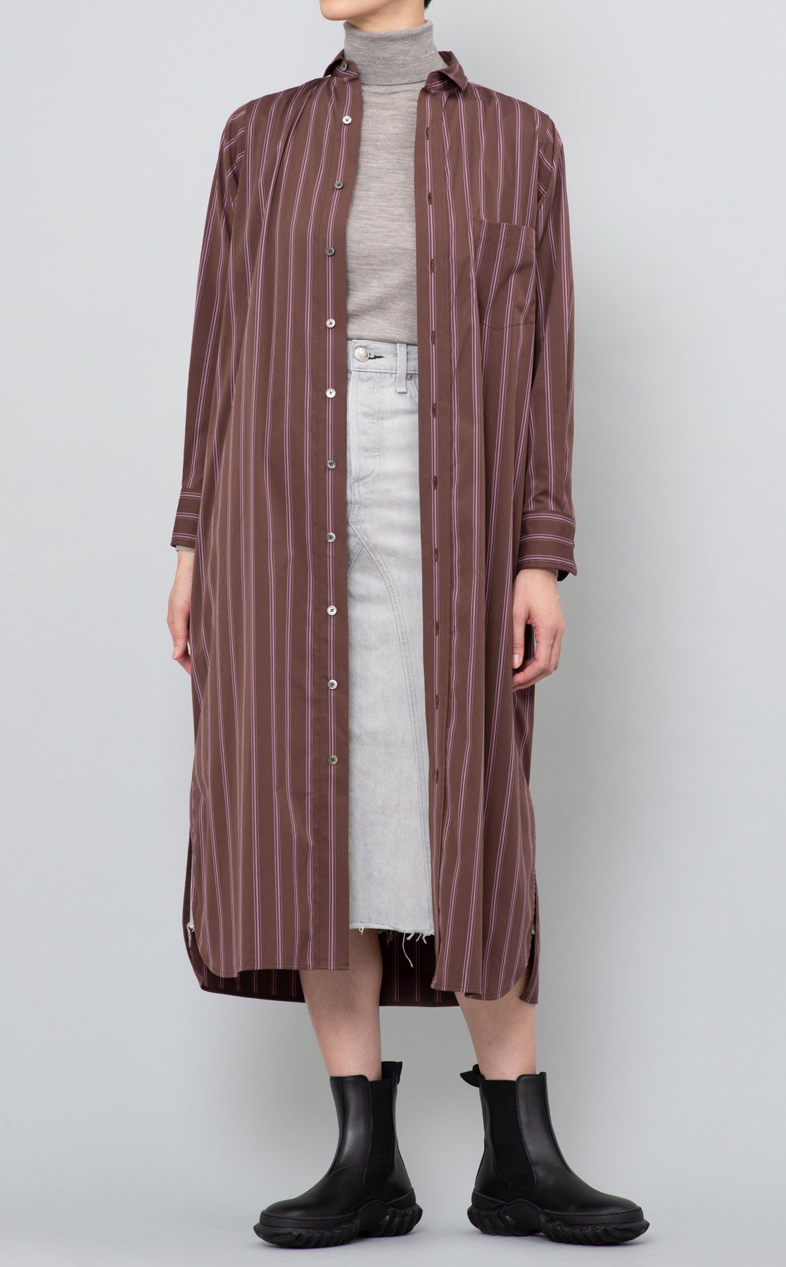 TICCA｜ストライプシャツワンピース