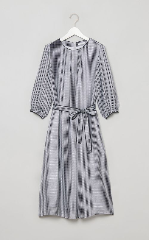 ドットプリントタックワンピース