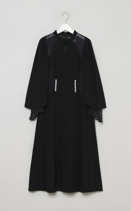 レースショルダーパールドレス