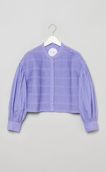 ピンタックノーカラーシャツ