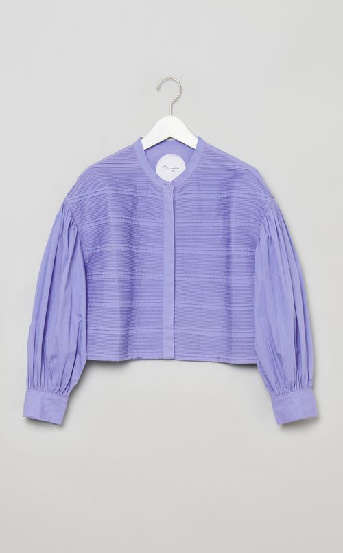 ピンタックノーカラーシャツ