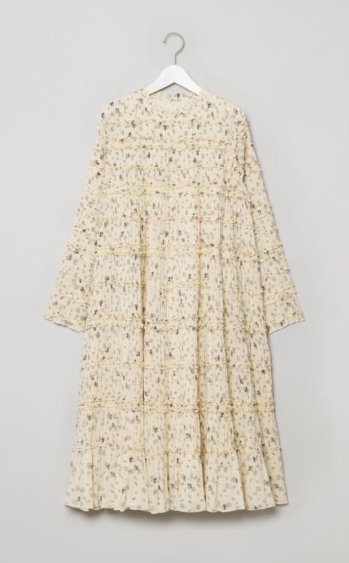 プリントコットンギャザーワンピース