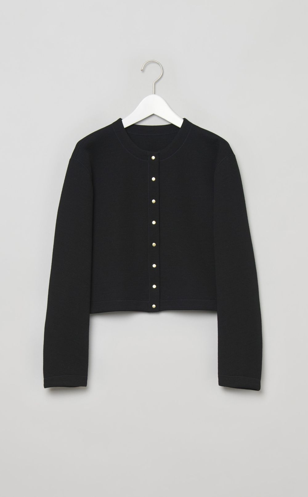 ノーカラードットボタンカーディガン