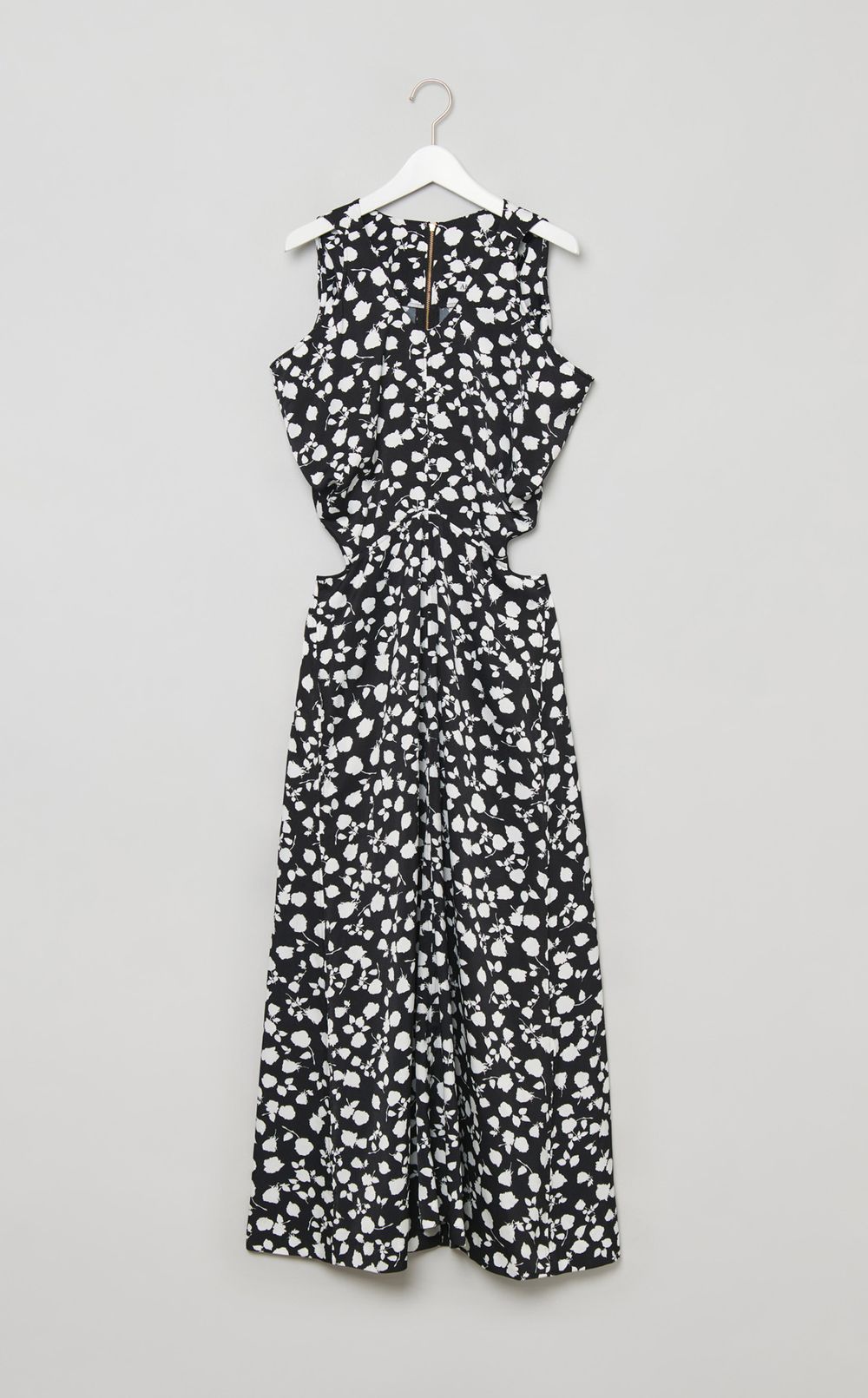 バックオープンフラワープリントワンピース