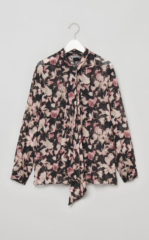 フラワーマーブルプリントブラウス