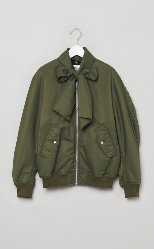 2wayリボンタイ付ナイロンブルゾン