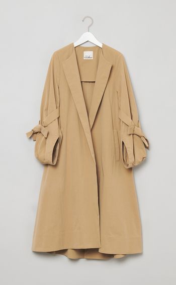 ツイル袖リボンノーカラーコート