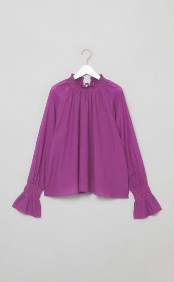 コットンレーヨンギャザーブラウス