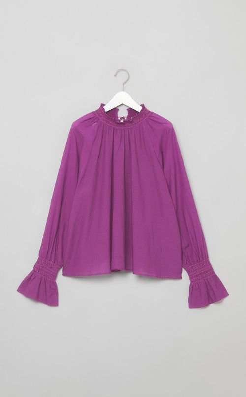 コットンレーヨンギャザーブラウス