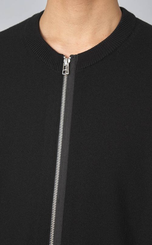 ジップアップノーカラーカーディガン