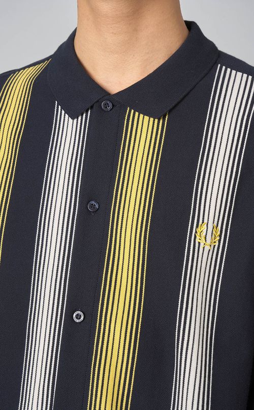 ストライプロングスリーブポロシャツ