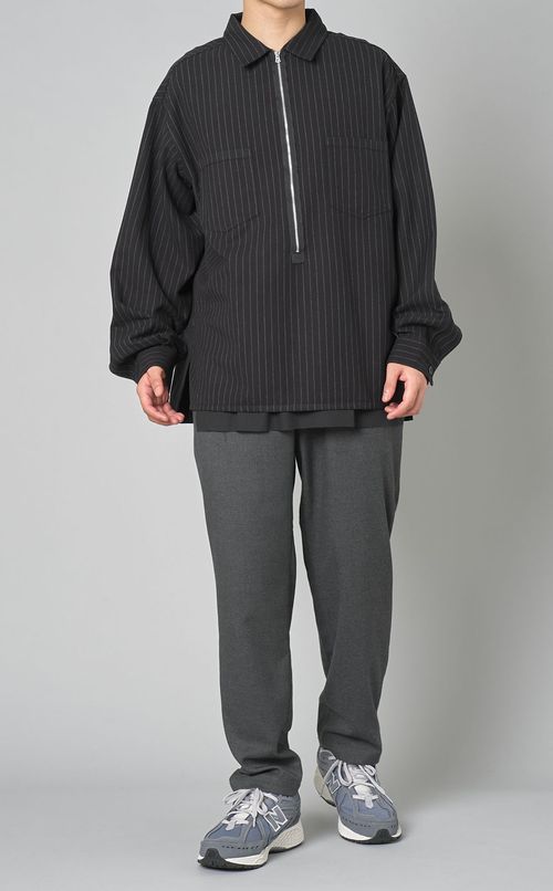 ストライプジップシャツ