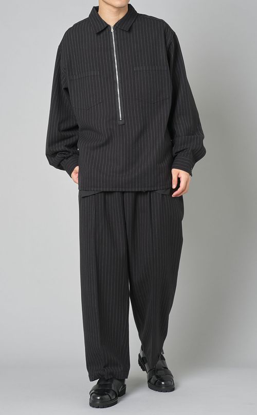 ストライプジップシャツ