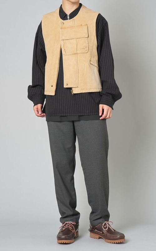 ストライプジップシャツ