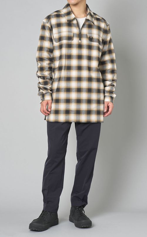 チェックハーフジッププルオーバーシャツ