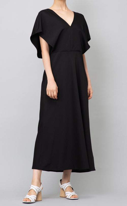 Vネックロングワンピース