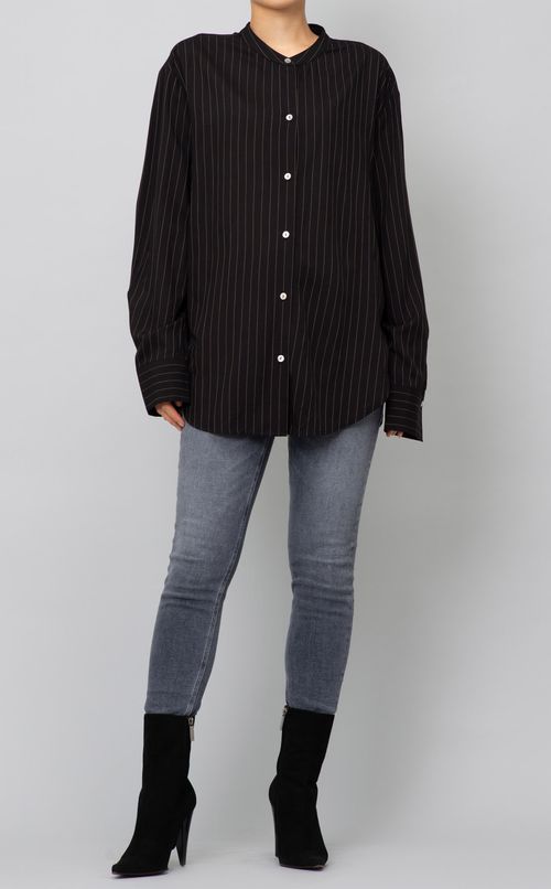 ストライプスタンドカラーブラウス