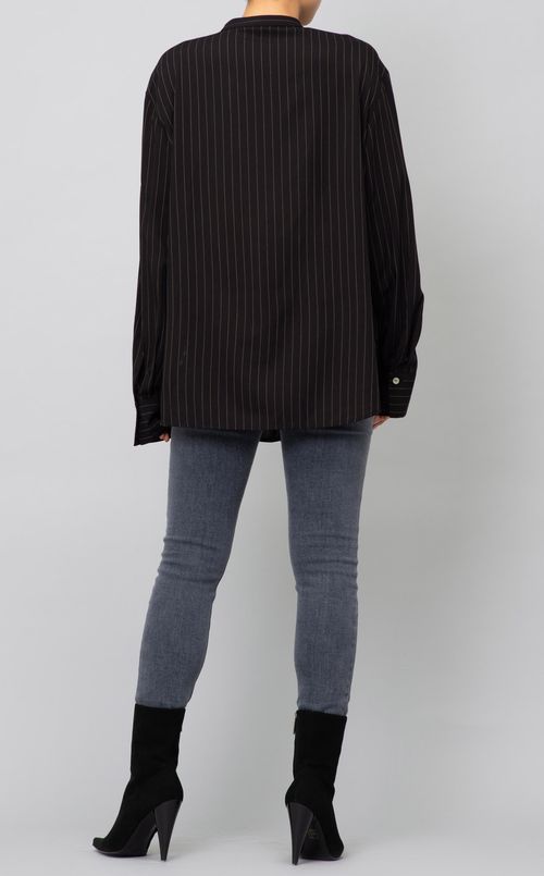 ストライプスタンドカラーブラウス