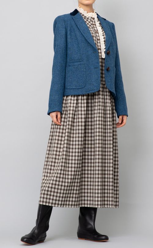 チェックプルオーバーフリルワンピース