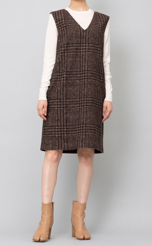 チェックジャージーミニワンピース