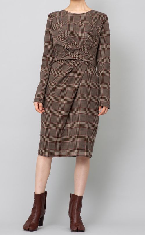 チェックジャージーワンピース