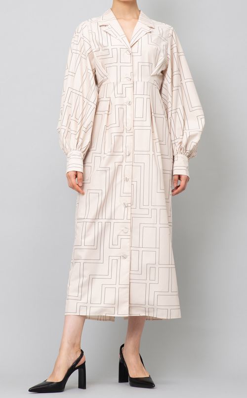 ギャザースリーブロングワンピース