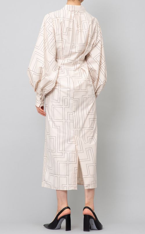 ギャザースリーブロングワンピース