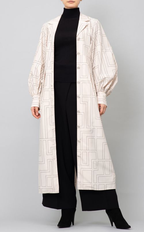 ギャザースリーブロングワンピース